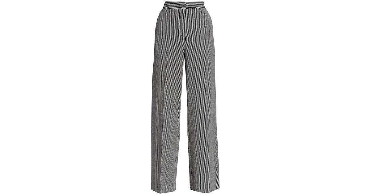Max Mara Anfora Pinstripe Wide-leg Pants in Gray | Lyst