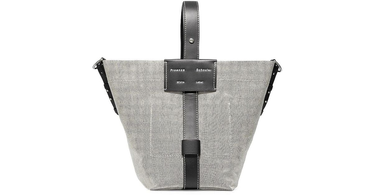 PROENZA SCHOULER WHITE LABEL Canvas Logo Bucket Bag in Grey (Gray) - Lyst