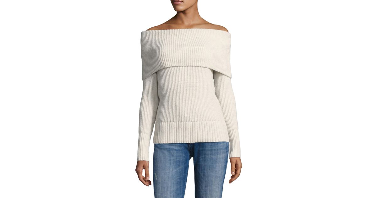 Rebecca Taylor Off-the-shoulder Wool Blend Sweater - Lyst