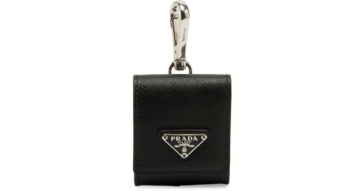 Prada Leather Airpods Case in Black for Men | Lyst