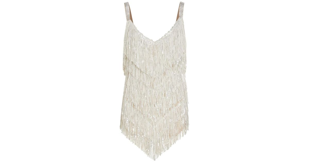Bronx and Banco Synthetic Barbie Fringe Minidress in White | Lyst