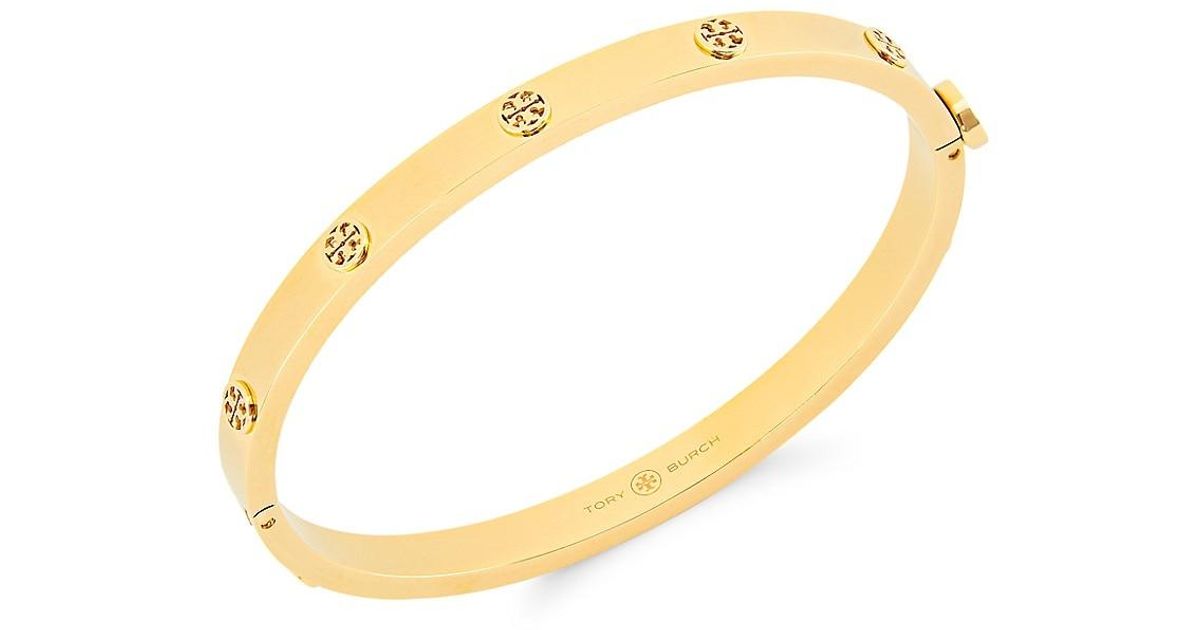 Tory Burch Miller Stainless Steel Logo Bangle in Metallic Lyst