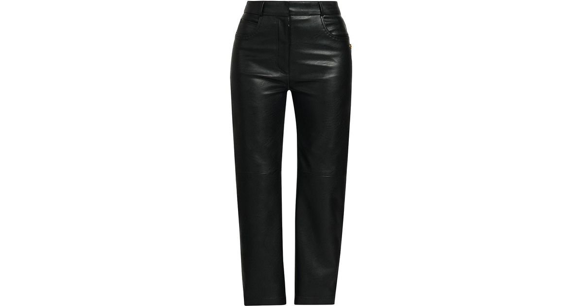 Stella McCartney Alter Mat Vegan Leather Cropped Trousers in Black | Lyst