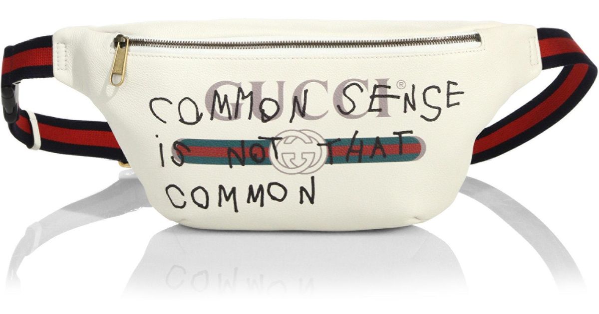 Gucci Leather Fake Waist Bag in White for Men - Lyst