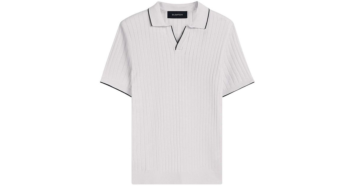 Bugatchi Ribbed Short-sleeve Shirt in White for Men | Lyst