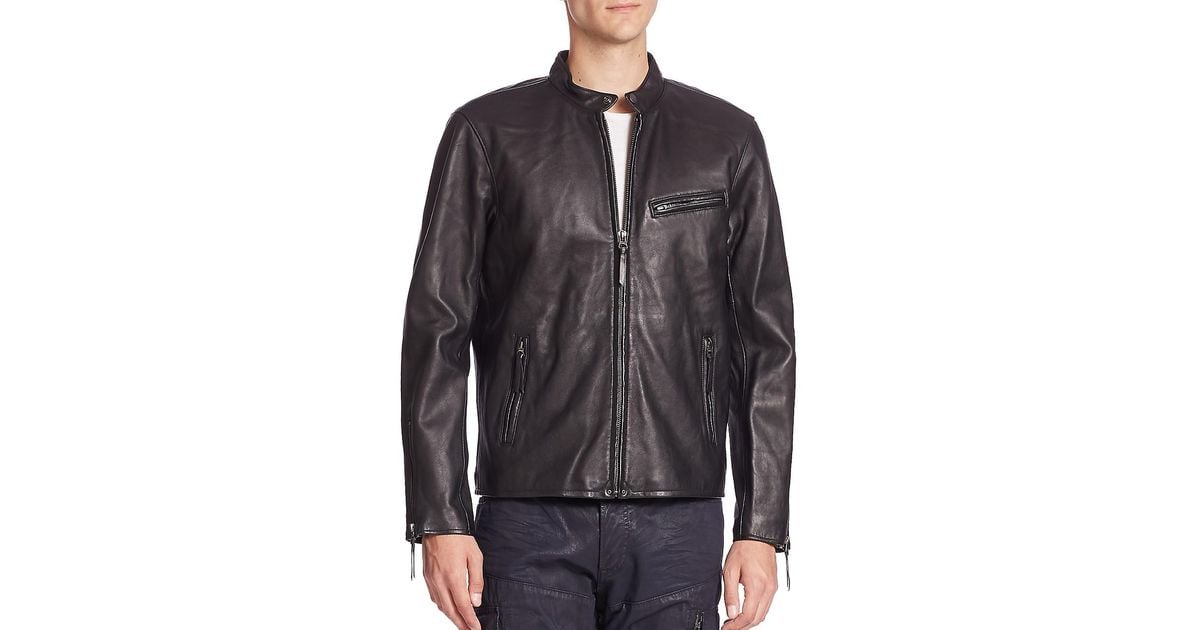 Polo Ralph Lauren Lambskin Leather Cafe Racer Jacket in Black for Men ...