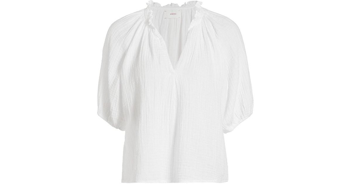 Xirena Jules Cotton Gauze Top in White | Lyst