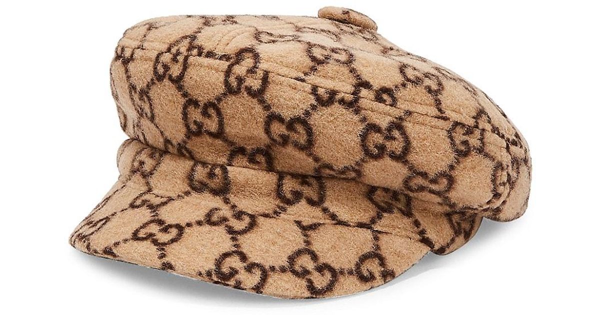 Gucci GG Wool Newsboy Hat in Beige 