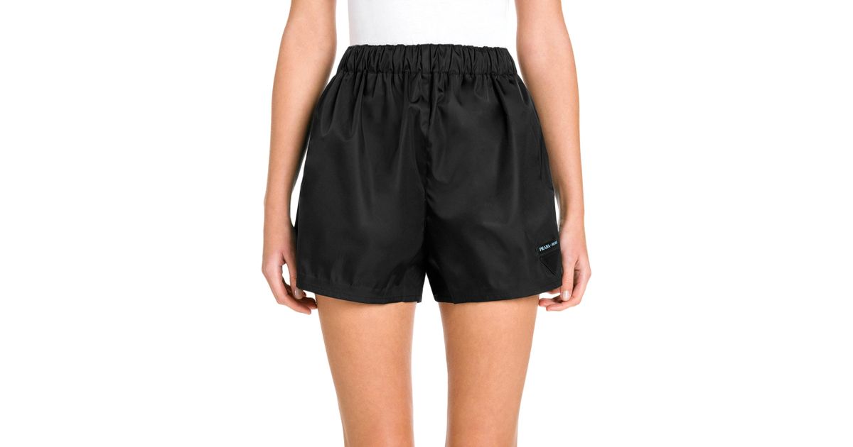 Prada Nylon Patch Pocket Shorts in Black | Lyst