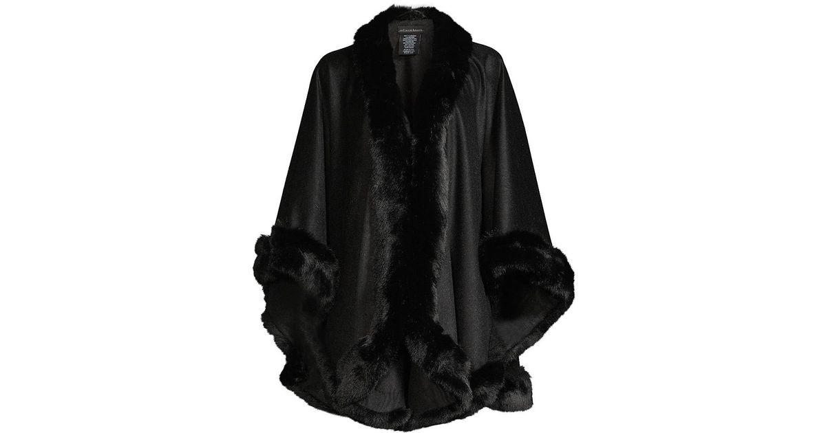 Sofia Cashmere Faux Fur & Cashmere Ucape in Charcoal (Black) Lyst