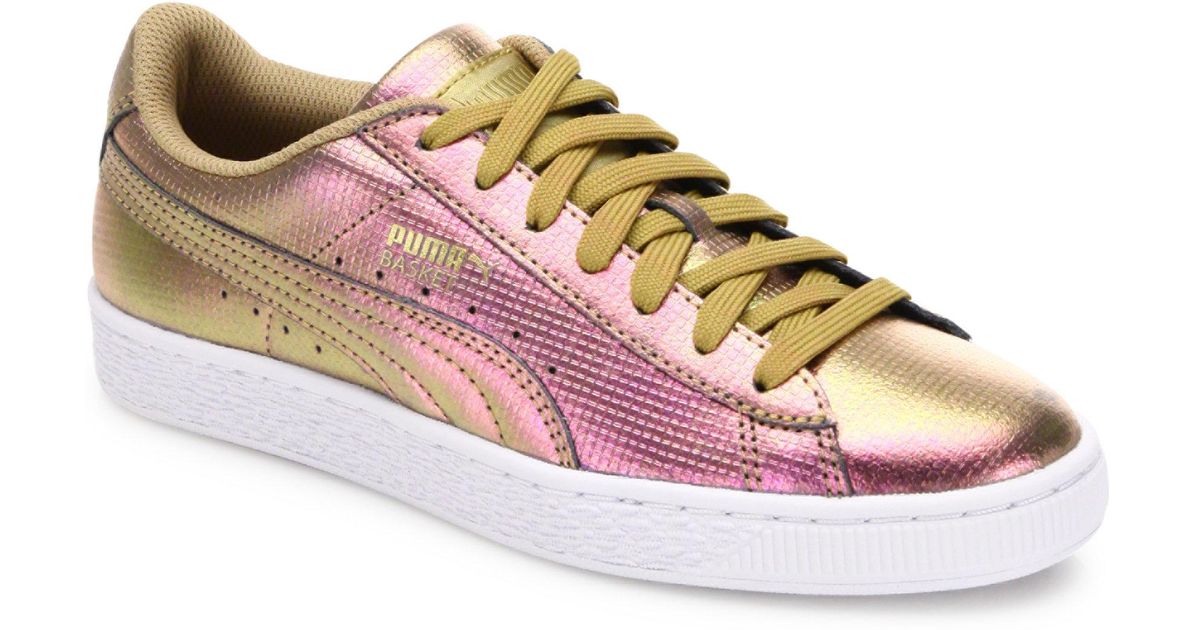 PUMA Basket Holographic Leather Sneakers | Lyst