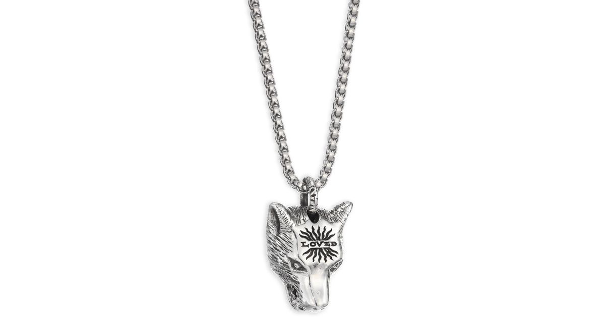 Lyst Gucci Silver Wolf Pendant Necklace In Metallic For Men