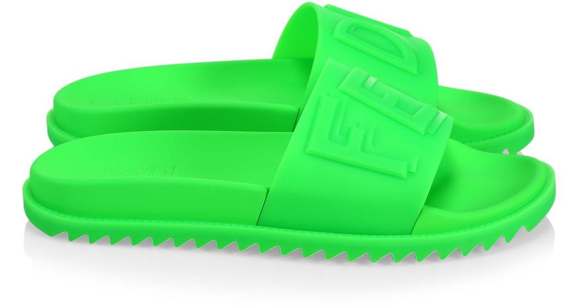 Fendi Logo Embossed Slide Sandals in 