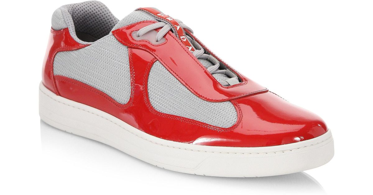 red patent leather prada sneakers