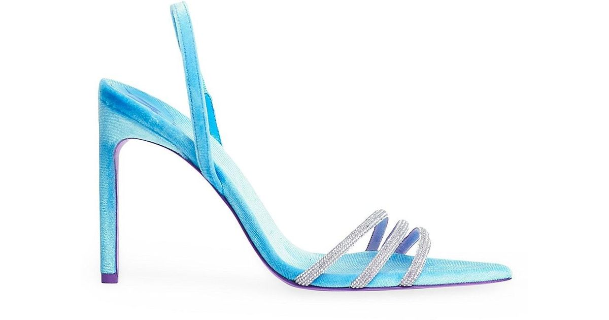 Bettina Vermillon Roxy Crystal-embellished Velvet Slingback Sandals in ...