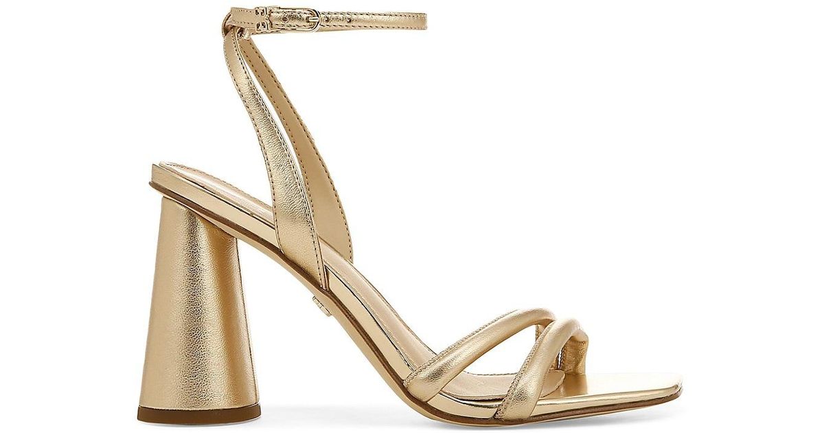Sam Edelman Kia Metallic Leather Blockheel Sandals Lyst