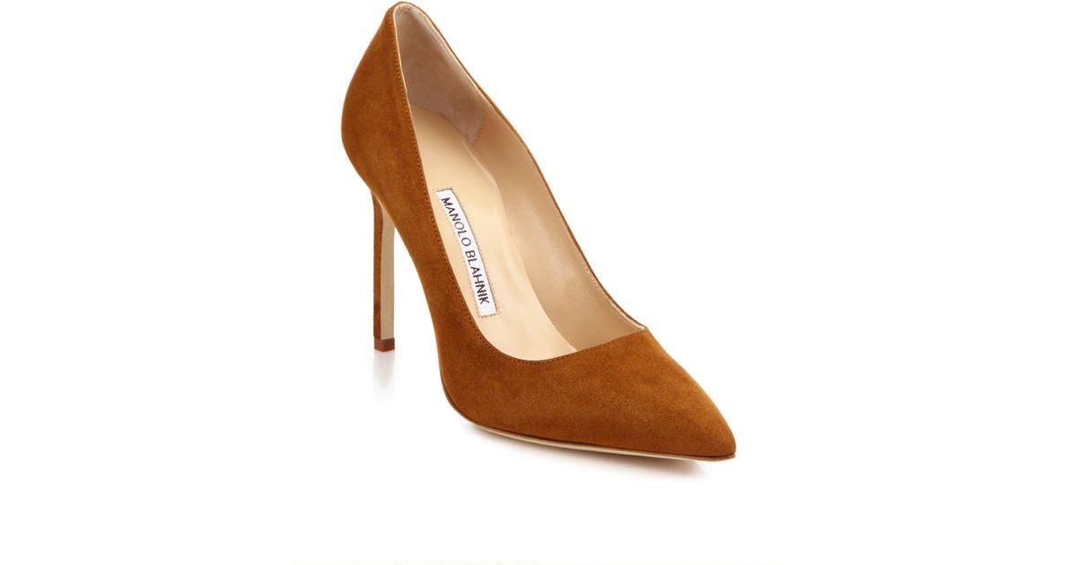 manolo blahnik cognac pumps