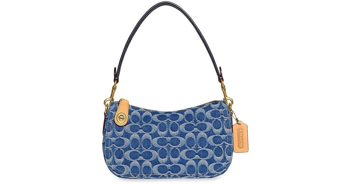 COACH Swinger Signature Denim Shoulder Bag in Blue Lyst