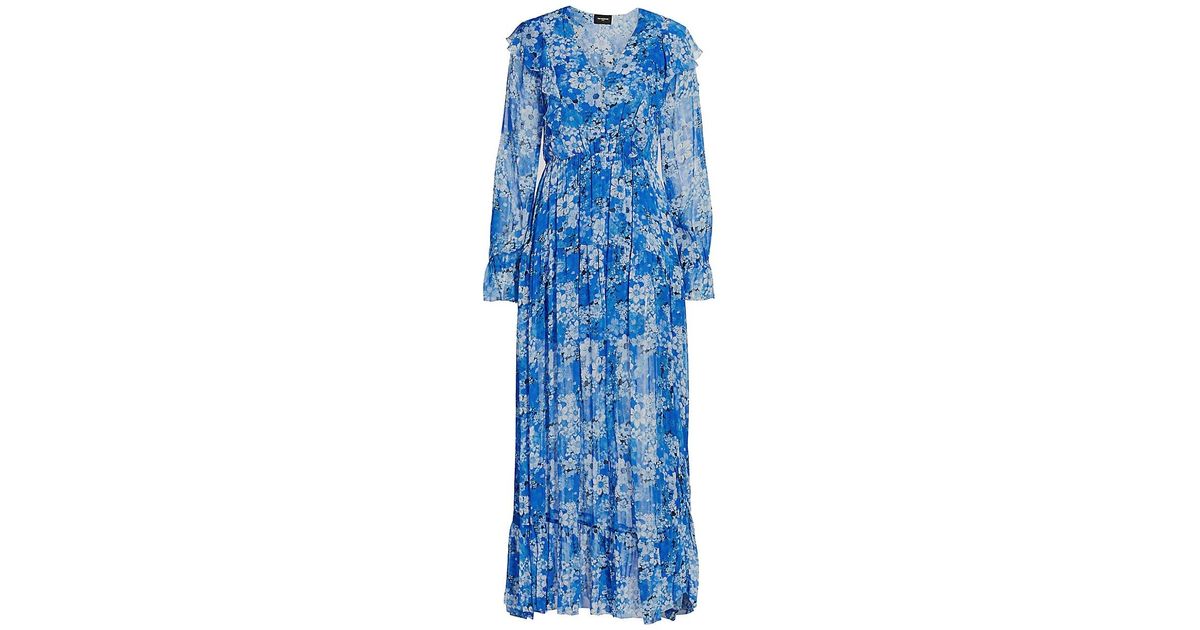 The Kooples Synthetic Floral Georgette Maxi Dress in Blue - Lyst
