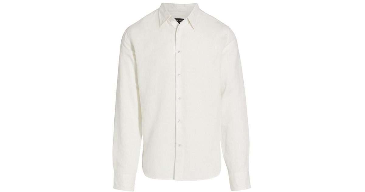 Rag & Bone Beach Long-sleeve Linen Shirt in White for Men | Lyst