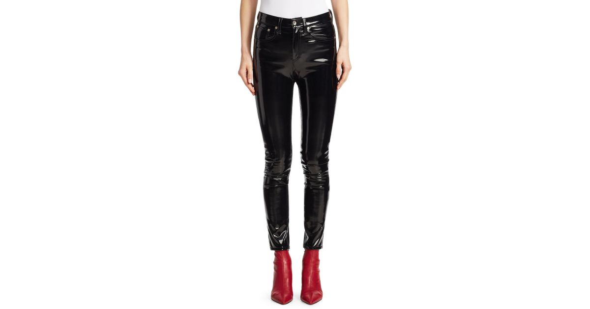Rag & Bone High-rise Patent Skinny Jeans in Black - Lyst