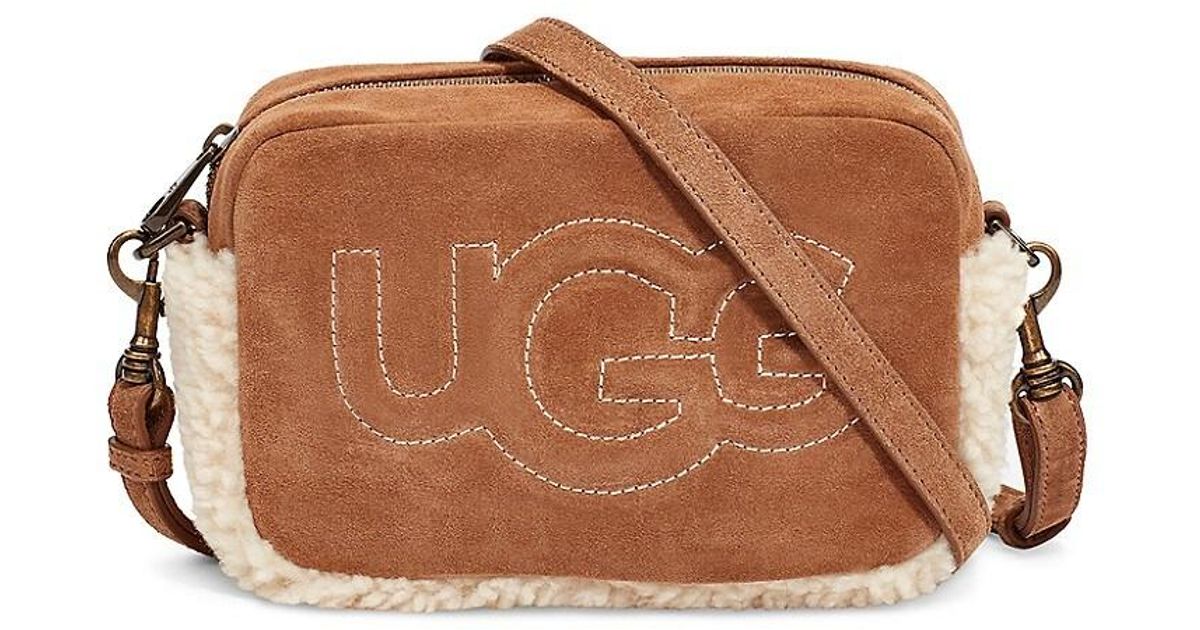 UGG Janey Ii Suede & Shearling Crossbody Bag in Brown Lyst