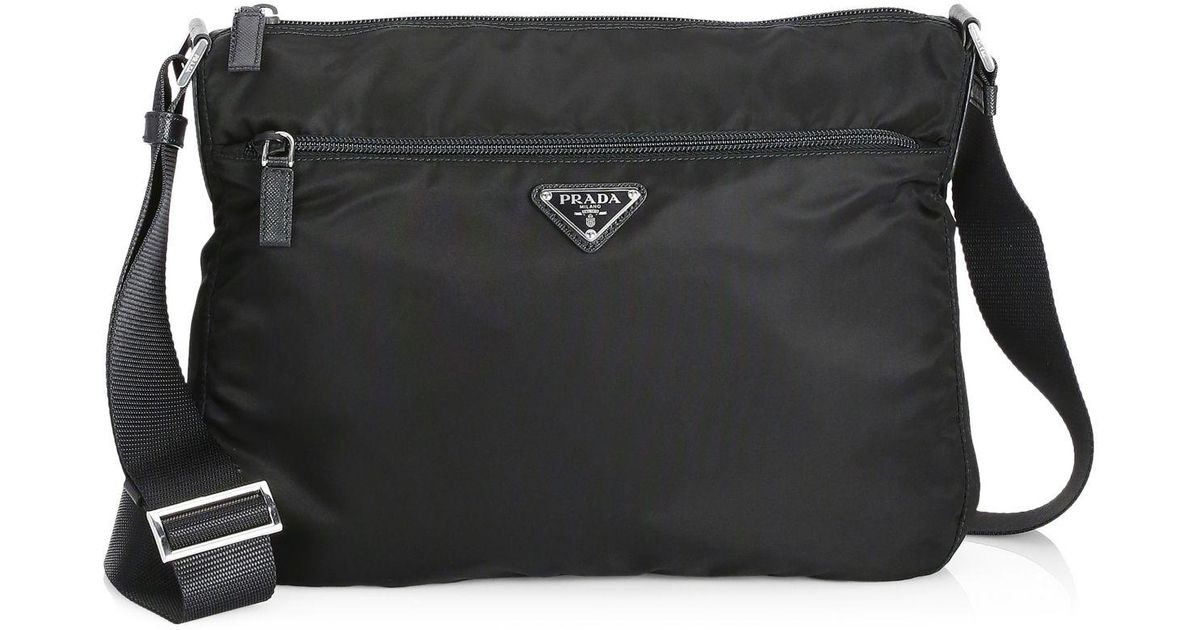 Prada Large Nylon Crossbody Bag in Black | Lyst