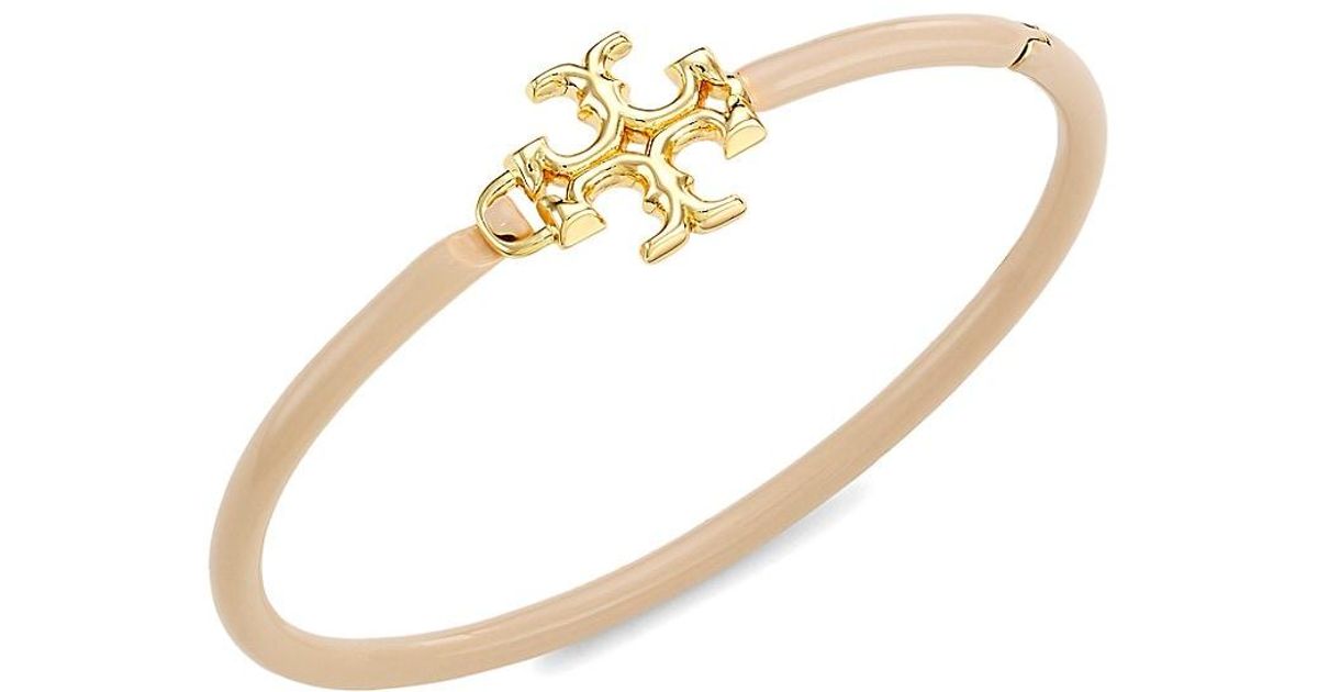 Tory Burch Eleanor 18k Goldplated & Enamel Bangle Bracelet in White Lyst