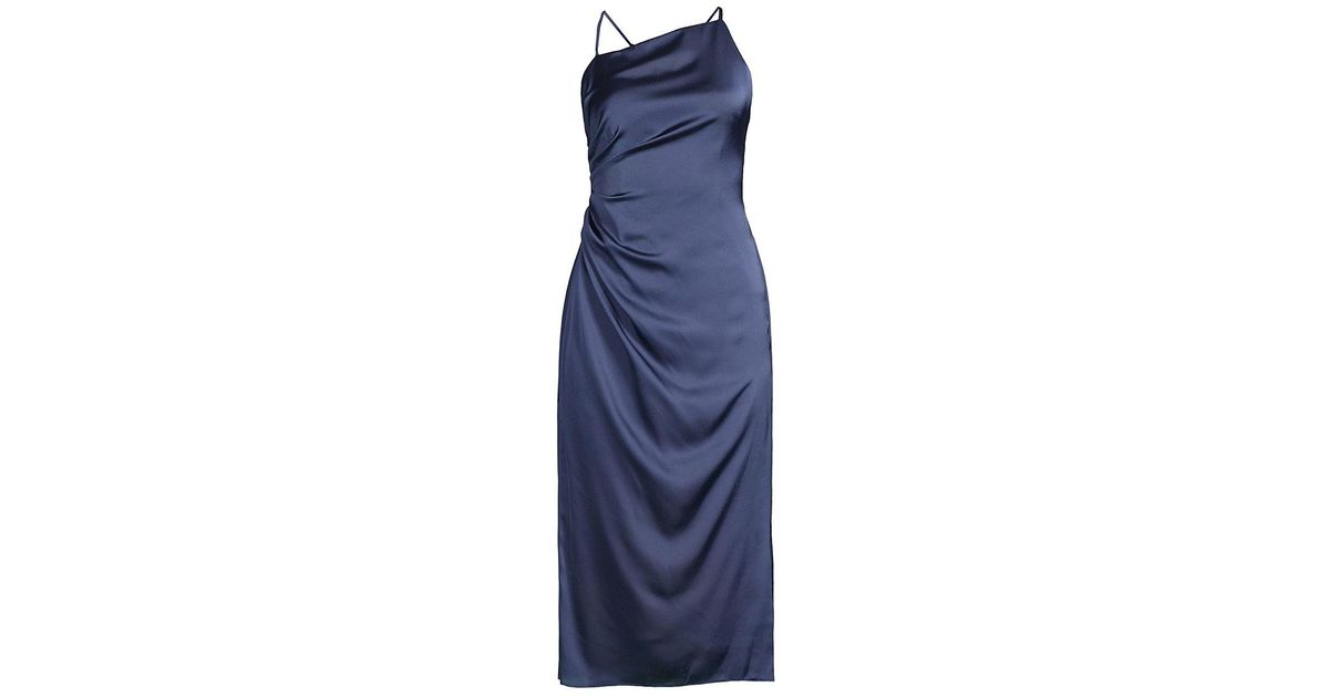 MILLY Electra Satin Slip Dress in Navy (Blue) | Lyst