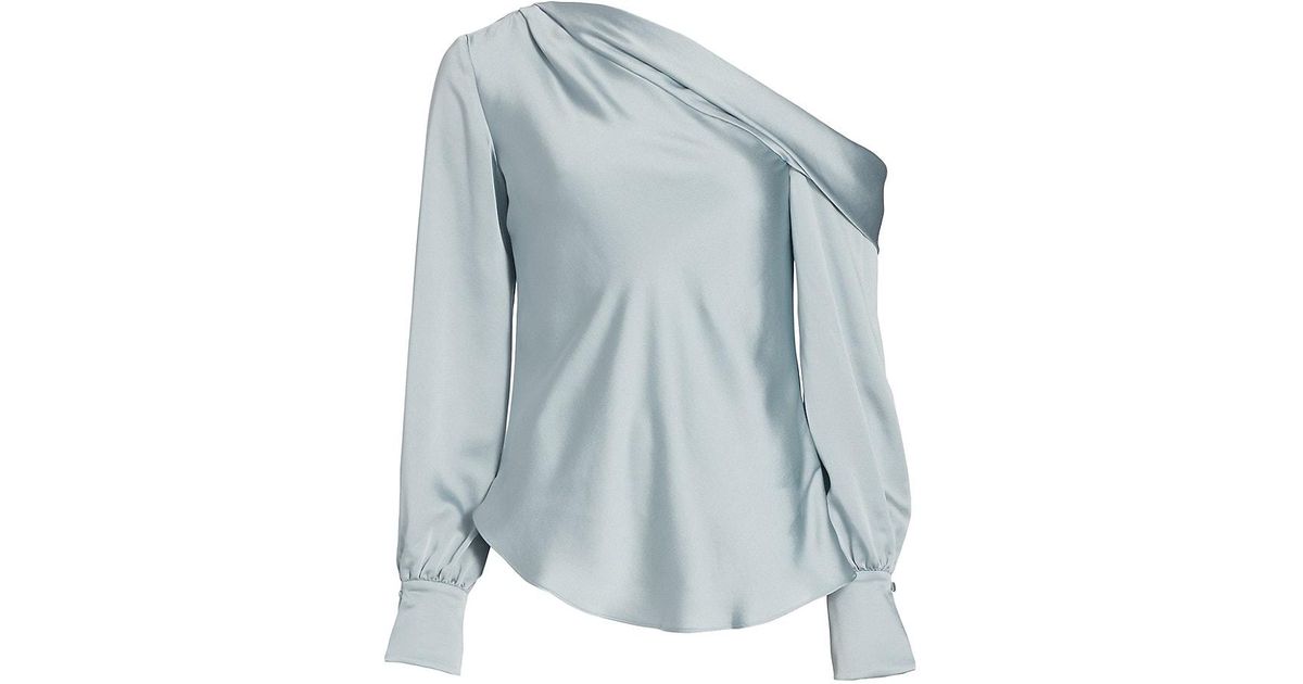 Jonathan Simkhai Alice Satin One-shoulder Top in Blue - Lyst