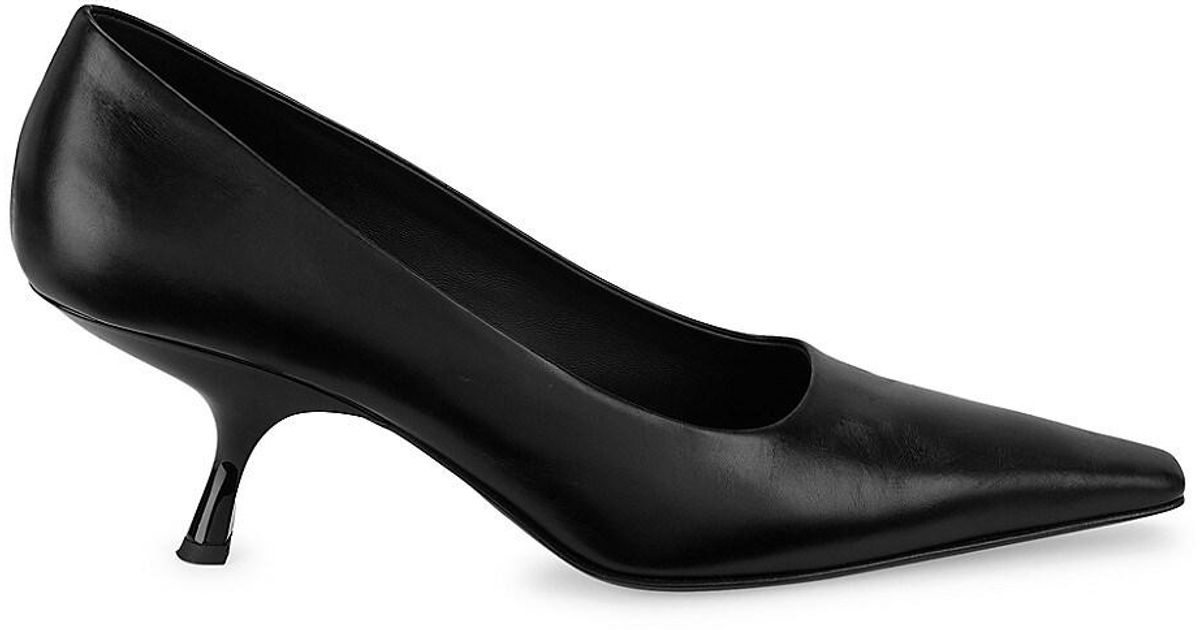 The Row Leather Kittenheel Pumps in Black Lyst