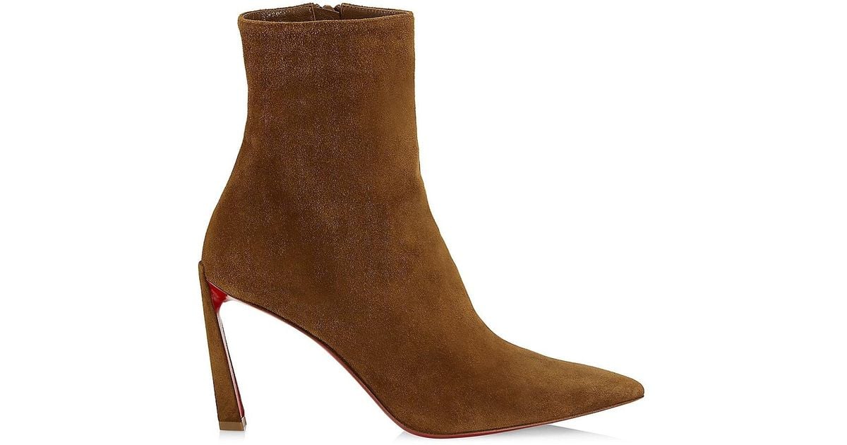 Christian Louboutin Condora 85mm Suede Booties in Brown | Lyst