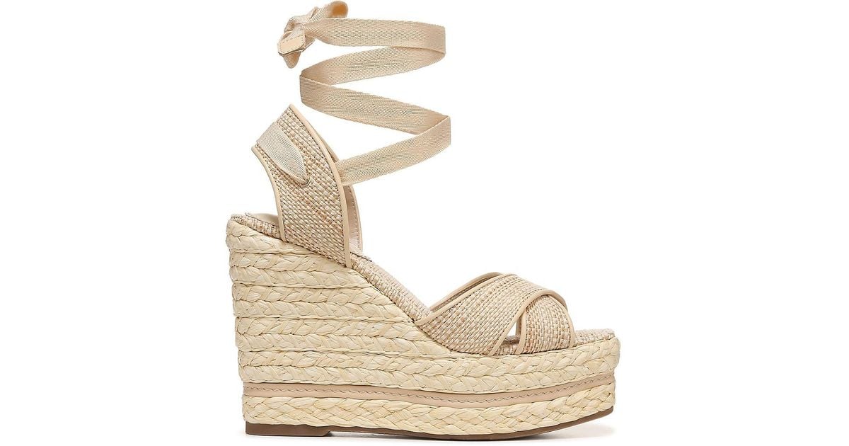 Sam Edelman Vaughn 130mm Ankletie Espadrille Wedge Sandals in Natural