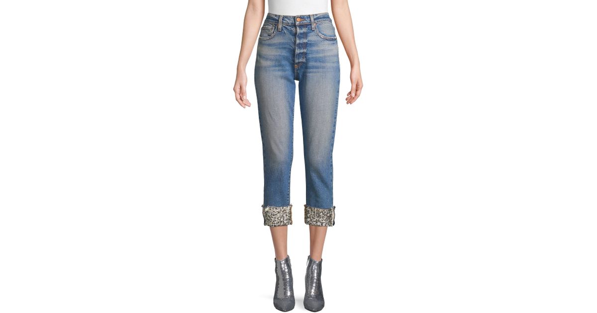 embellished hem jeans