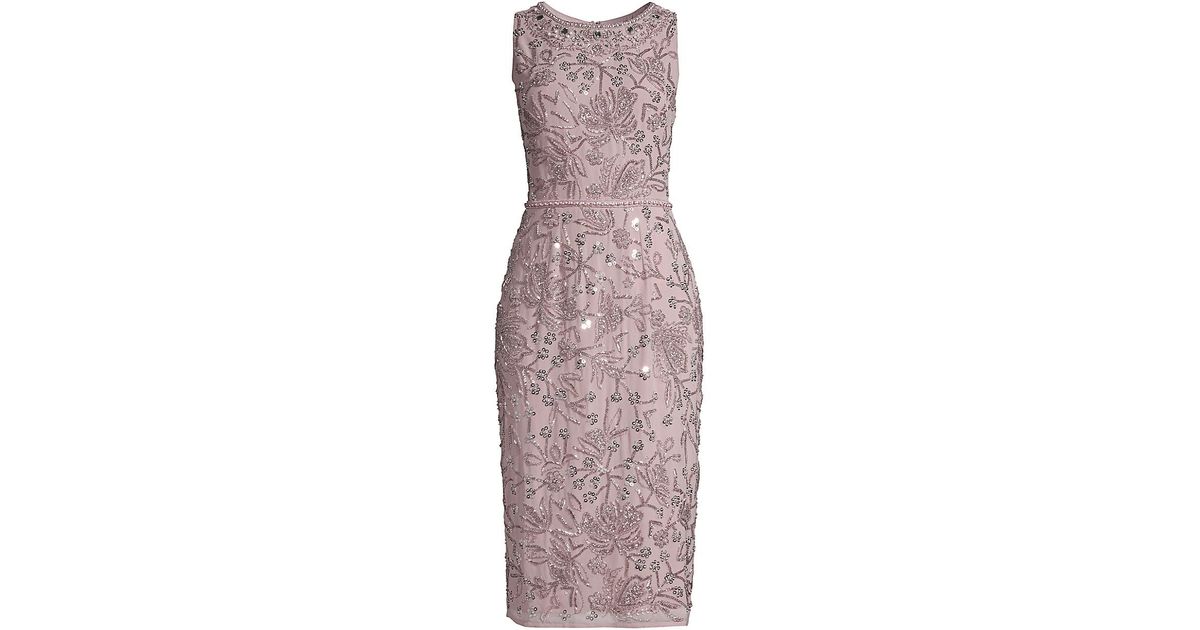 Mac Duggal Synthetic Floral Beaded Sheath Dress in Vintage Lilac ...