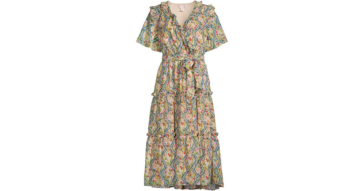 Rachel Parcell Chiffon Floral Surplice Midi-dress in Natural | Lyst