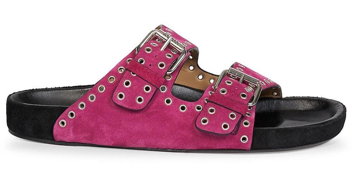 isabel marant lennyo grommet suede slides