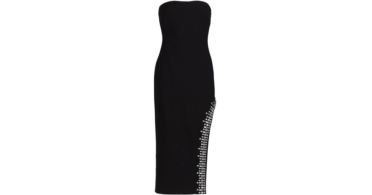 Cinq À Sept Synthetic Sammy Embellished Strapless Midi-dress in Black ...