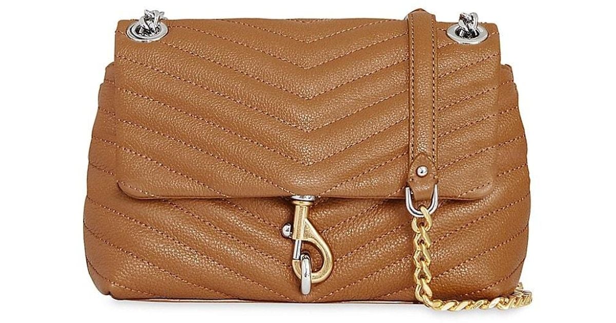 Rebecca Minkoff Edie Chevronquilted Leather Crossbody Bag in Brown Lyst