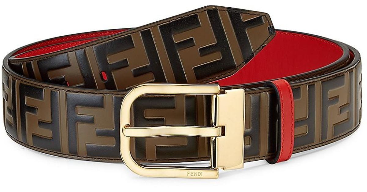 fendi brown leather belt