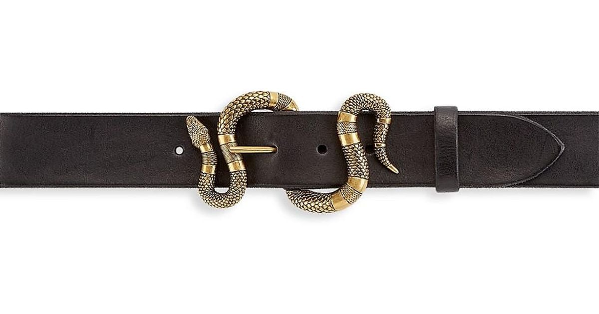 Gucci Leather Belt With Snake Buckle in Black Leather (Black) for Men - Lyst