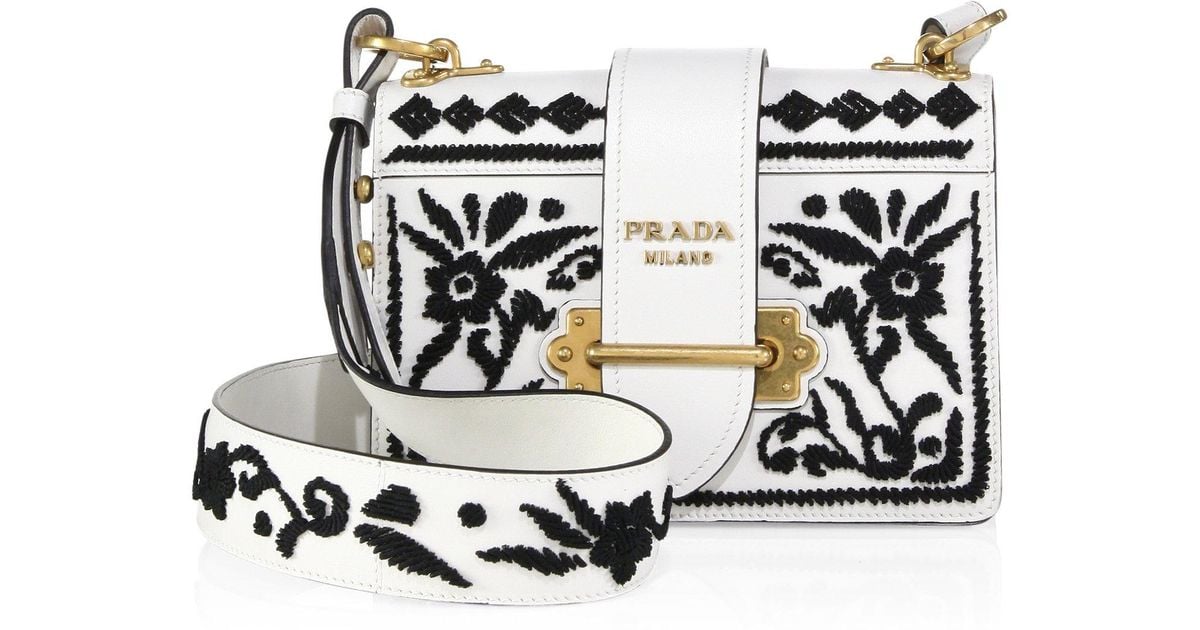 Prada Embroidered Cahier Bag Online Sale, UP TO 60% OFF