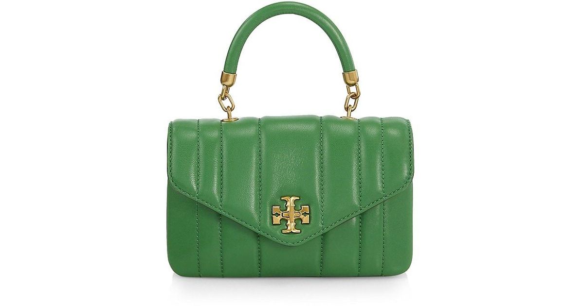 Tory Burch Mini Kira Quilted Leather Tophandle Bag in Green Lyst