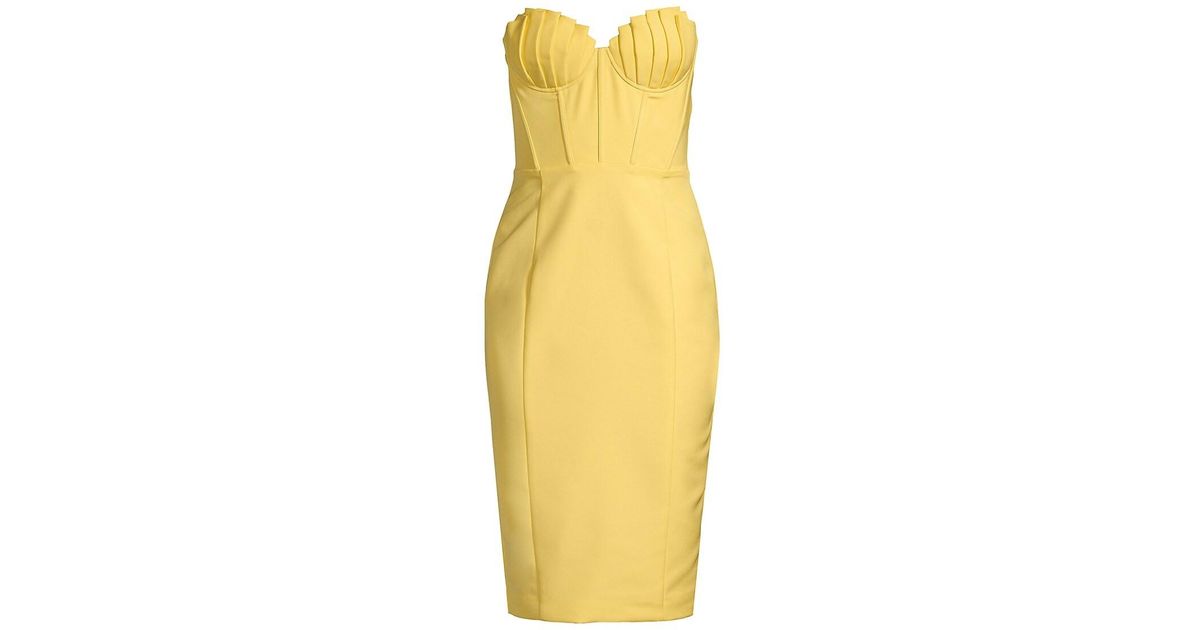Lavish Alice Synthetic Pleated Corset Midi-dress in Yellow | Lyst