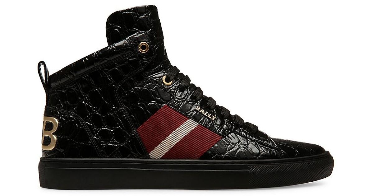 Bally Stripe Crocodile-embossed Leather 