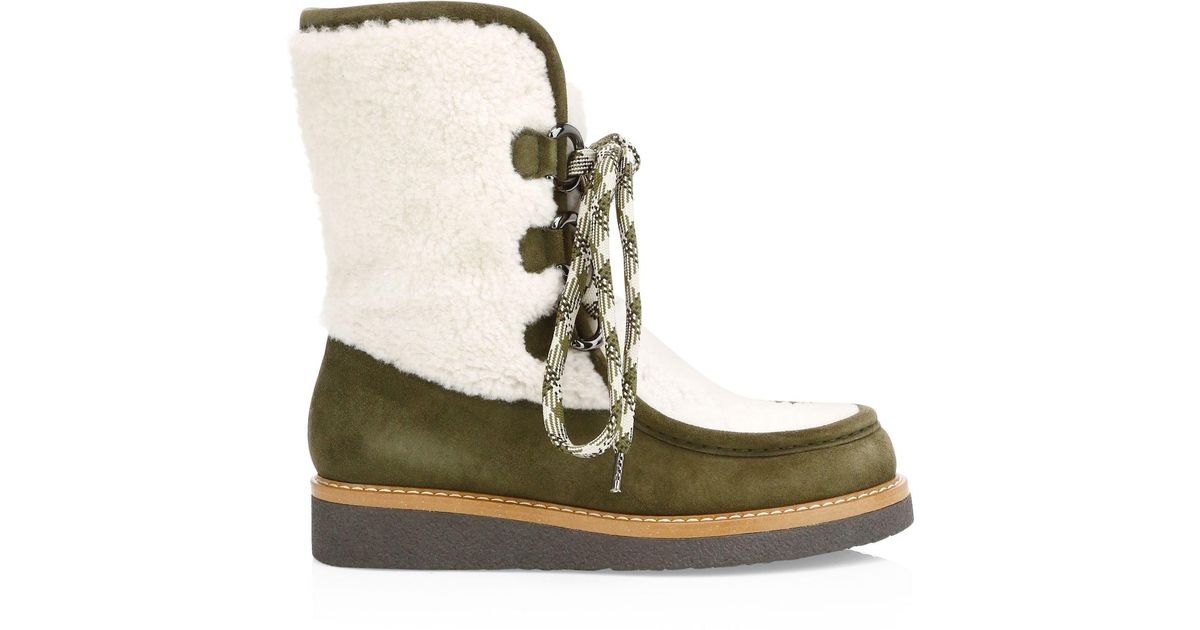 aquatalia wynter suede & shearling platform boots