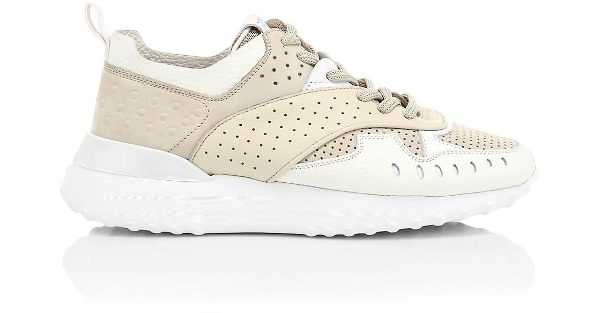 Perforated Leather Sneakers in Nude 