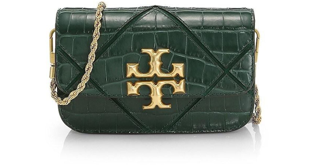 Tory Burch Eleanor Quilted Crocembossed Leather Crossbody Phone Bag in