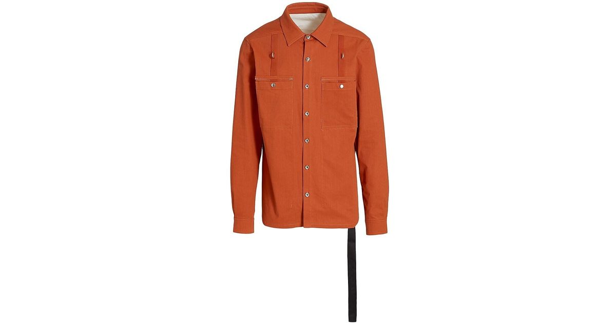 Rick Owens DRKSHDW Patch Pocket Denim Outershirt in Orange for Men | Lyst