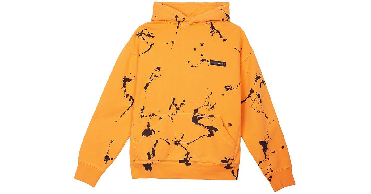 Purple Brand Paint Splatter Fleece Hoodie in Orange for Men Lyst